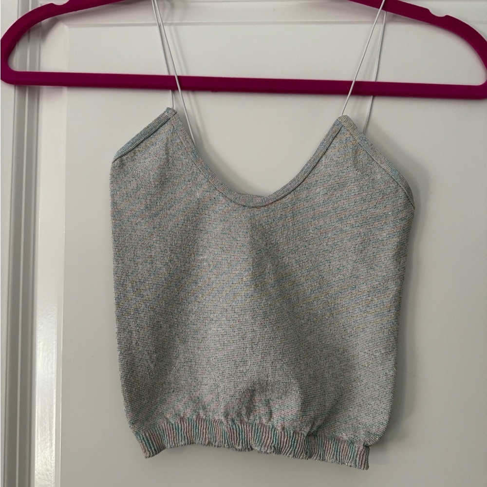NWOT Free People Intimately Skinny Strap Brami Crop in Shimmery Colors Size XS/S